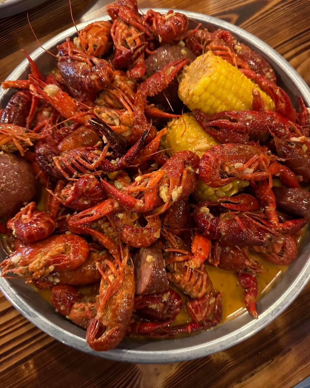 Shrimp boil with corn and sausage